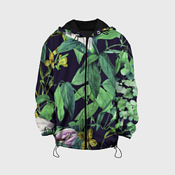 Куртка с капюшоном детская Цветы Ботанические, цвет: 3D-черный