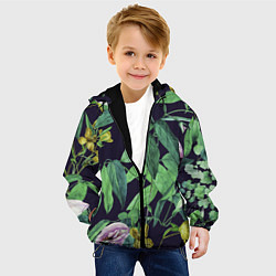 Куртка с капюшоном детская Цветы Ботанические, цвет: 3D-черный — фото 2