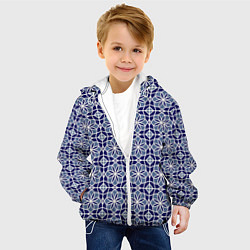 Куртка с капюшоном детская СИНИЙ ОРНАМЕНТ ПАТТЕРН, цвет: 3D-белый — фото 2