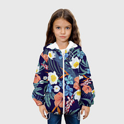 Куртка с капюшоном детская Цветы Экзотические, цвет: 3D-белый — фото 2