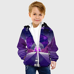 Куртка с капюшоном детская Vaporwave Neon Space, цвет: 3D-белый — фото 2