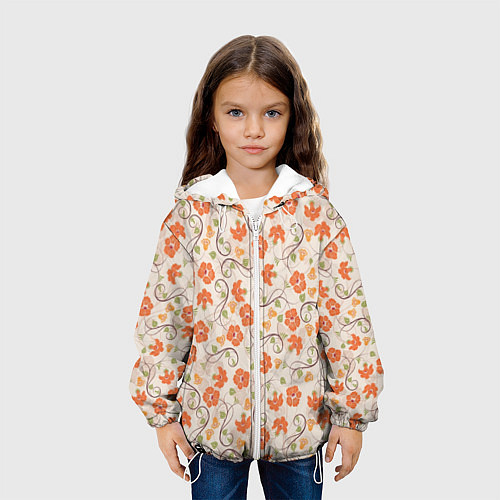 Детская куртка Оранжевый вьюнок / 3D-Белый – фото 3