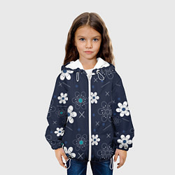 Куртка с капюшоном детская Ночные цветы на ночной поляне, цвет: 3D-белый — фото 2
