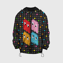 Куртка с капюшоном детская Pac-man пиксели, цвет: 3D-черный