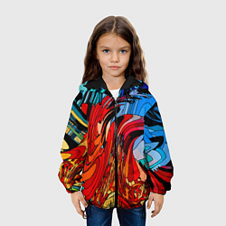 Куртка с капюшоном детская Abstract color pattern Fashion 2022, цвет: 3D-черный — фото 2