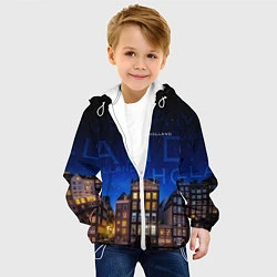 Куртка с капюшоном детская Голландия в ночи, цвет: 3D-белый — фото 2