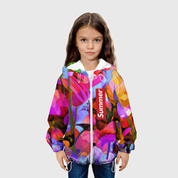 Куртка с капюшоном детская Красочный летний цветочный паттерн Summer color pa, цвет: 3D-белый — фото 2