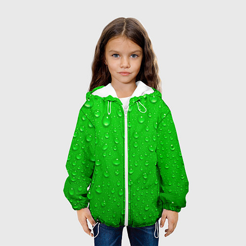 Детская куртка Зеленый фон с росой / 3D-Белый – фото 3