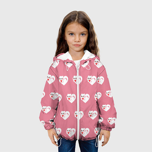 Детская куртка Орнамент сердце кот / 3D-Белый – фото 3