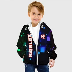 Куртка с капюшоном детская ROBLOX неоновые кубики, цвет: 3D-белый — фото 2