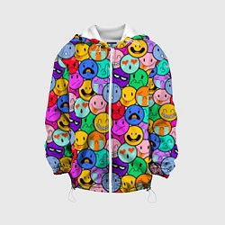 Куртка с капюшоном детская Sticker bombing смайлы маленькие, цвет: 3D-белый