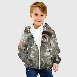 Куртка с капюшоном детская Fractal pattern Spiral Серебристый фрактал спираль, цвет: 3D-белый — фото 2