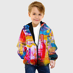 Куртка с капюшоном детская Импрессионизм Лето Абстракция Impressionism Summer, цвет: 3D-черный — фото 2