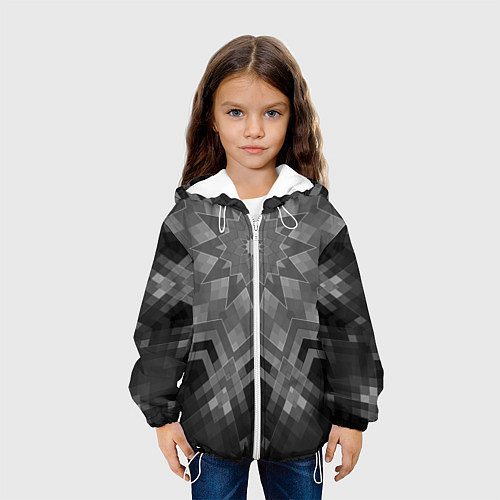Детская куртка Серый геометрический орнамент-калейдоскоп / 3D-Белый – фото 3