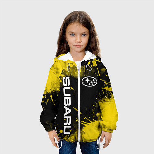 Детская куртка СУБАРУ - SUBARU Желтые пятна / 3D-Белый – фото 3