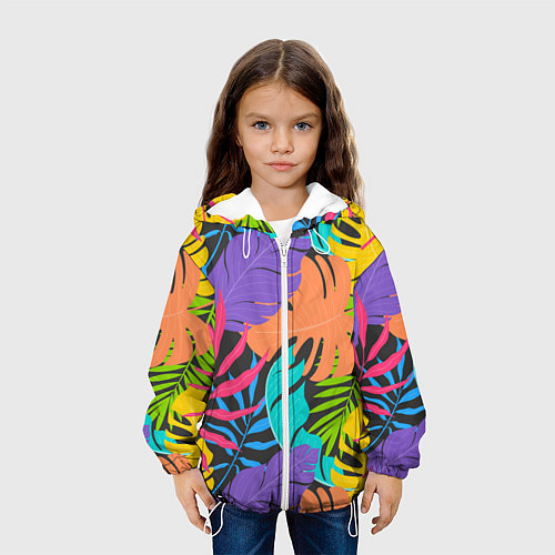 Детская куртка Тропические экзотические листья / 3D-Белый – фото 3