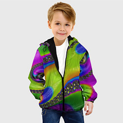 Куртка с капюшоном детская Кислотный фрактал Абстракция, цвет: 3D-черный — фото 2