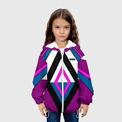 Куртка с капюшоном детская Геометрические фигуры в бордовых и розовый тонах с, цвет: 3D-белый — фото 2
