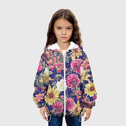 Куртка с капюшоном детская Цветы Розовые Пионы, цвет: 3D-белый — фото 2