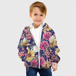 Куртка с капюшоном детская Цветы Розовые Пионы, цвет: 3D-белый — фото 2
