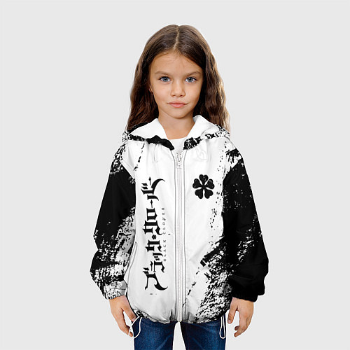 Детская куртка Black clover чёрный клевер вертикальная надпись / 3D-Белый – фото 3