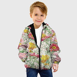 Куртка с капюшоном детская Цветы Майские Герберы, цвет: 3D-черный — фото 2