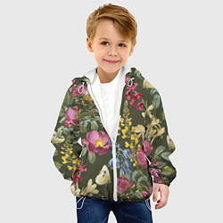 Куртка с капюшоном детская Цветы Винтажные, цвет: 3D-белый — фото 2
