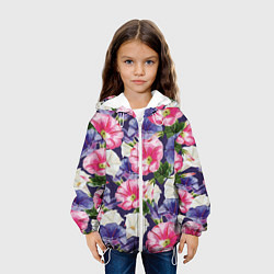 Куртка с капюшоном детская Цветы Петунии, цвет: 3D-белый — фото 2