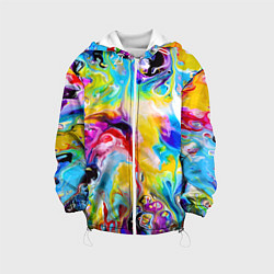 Куртка с капюшоном детская Неоновые всплески красок Лето Neon splashes of col, цвет: 3D-белый