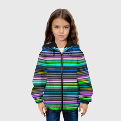 Куртка с капюшоном детская Яркие неоновые тонкие полосы, цвет: 3D-черный — фото 2