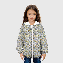 Куртка с капюшоном детская Абстрактные нежные цветочки, цвет: 3D-белый — фото 2