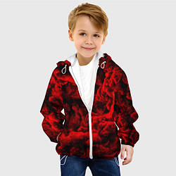 Куртка с капюшоном детская Красный дым Red Smoke Красные облака, цвет: 3D-белый — фото 2