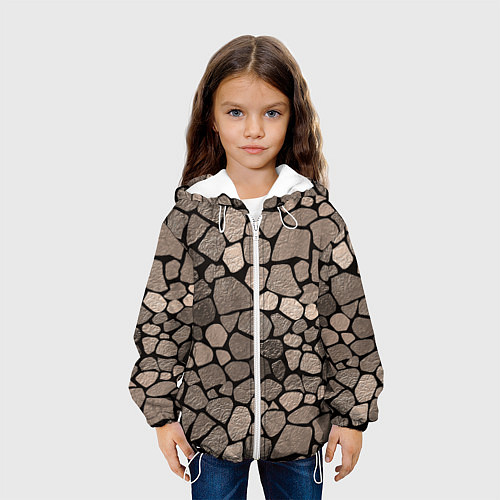 Детская куртка Черно-коричневая текстура камня / 3D-Белый – фото 3