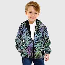 Куртка с капюшоном детская Разноцветные Листья Пальм В Ночных Джунглях, цвет: 3D-черный — фото 2