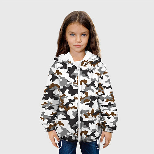 Детская куртка Камуфляж Чёрно-Белый Camouflage Black-White / 3D-Белый – фото 3