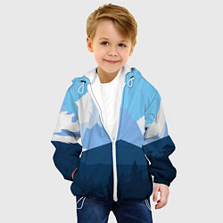 Куртка с капюшоном детская Горы, лес, канатная дорога, цвет: 3D-белый — фото 2