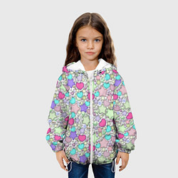 Куртка с капюшоном детская 3D узор с бусами и стразами, цвет: 3D-белый — фото 2