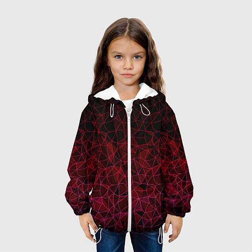 Детская куртка Темно-красный абстрактный узор / 3D-Белый – фото 3