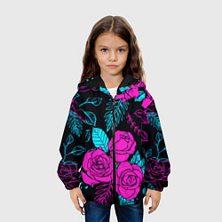 Куртка с капюшоном детская Авангардный паттерн из роз Лето, цвет: 3D-черный — фото 2