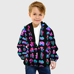 Куртка с капюшоном детская NEON MUSHROOMS, цвет: 3D-черный — фото 2