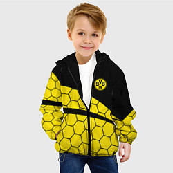 Куртка с капюшоном детская Боруссия - borussia желтые соты, цвет: 3D-черный — фото 2