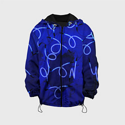 Куртка с капюшоном детская Неоновые закрученные фонари - Синий, цвет: 3D-черный