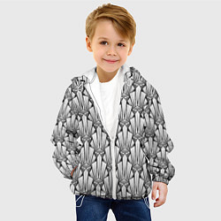 Куртка с капюшоном детская Современный геометрический узор светлый фон, цвет: 3D-белый — фото 2