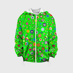 Куртка с капюшоном детская TEXTURE OF MULTICOLORED FLOWERS, цвет: 3D-белый