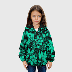 Куртка с капюшоном детская Ажурный цветочный летний орнамент, цвет: 3D-черный — фото 2