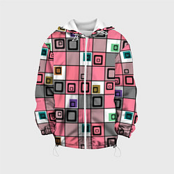 Куртка с капюшоном детская Розовый геометрический узор Geometric shapes, цвет: 3D-белый