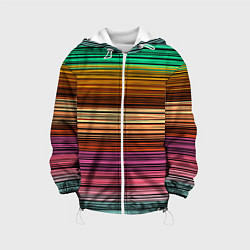 Куртка с капюшоном детская Multicolored thin stripes Разноцветные полосы, цвет: 3D-белый