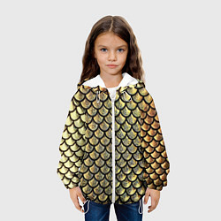 Куртка с капюшоном детская Чешуя золотая, цвет: 3D-белый — фото 2