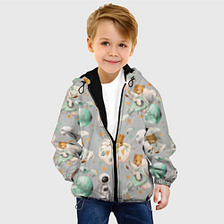 Куртка с капюшоном детская Львенок на ракете на сером, цвет: 3D-черный — фото 2