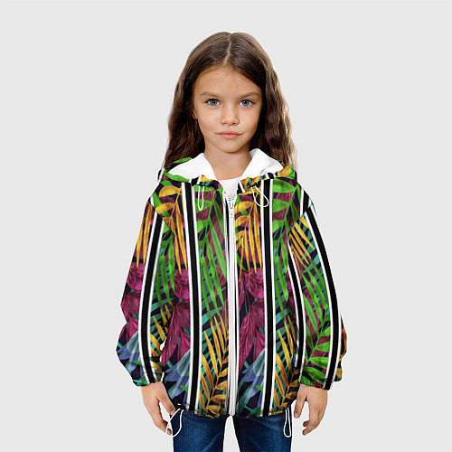 Детская куртка Пальмовые цветные полосы / 3D-Белый – фото 3